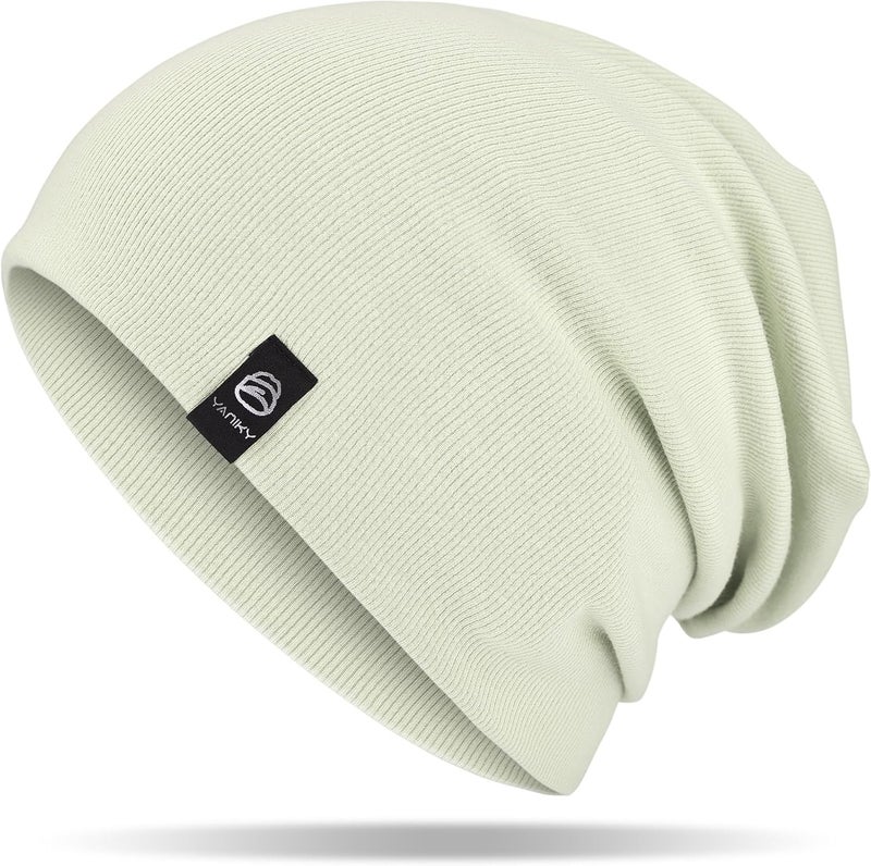YANIKY Slouchy Beanie for Women, Mens Soft Cotton Beanie Hat, Double Layer Windproof Skull Cap for All Seasons - Image 1